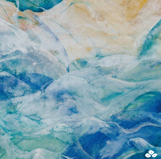 “Undulation” – Between Waves and Heartbeats | Japanese Art Scarf by Mujimo｜Polyester